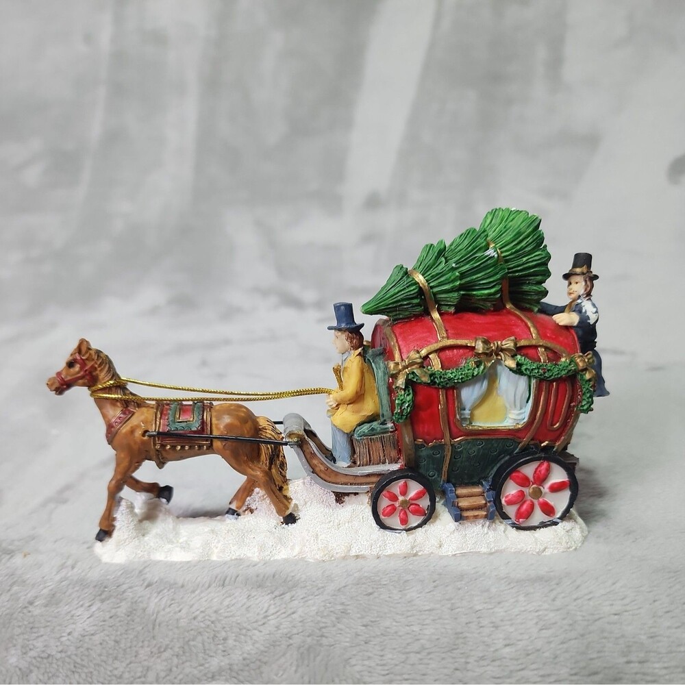 Vintage Rite Aid Christmas Village 4" Tall 5 "Long Horse & Covered Wagon